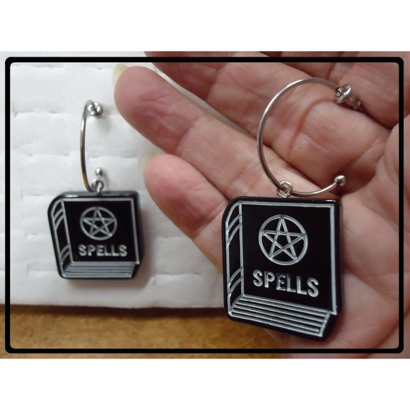 6/$20 Gothic Black&White Dark Moon Interchangeable Charm Earrings-6 Pairs in Set - Picture 5 of 8